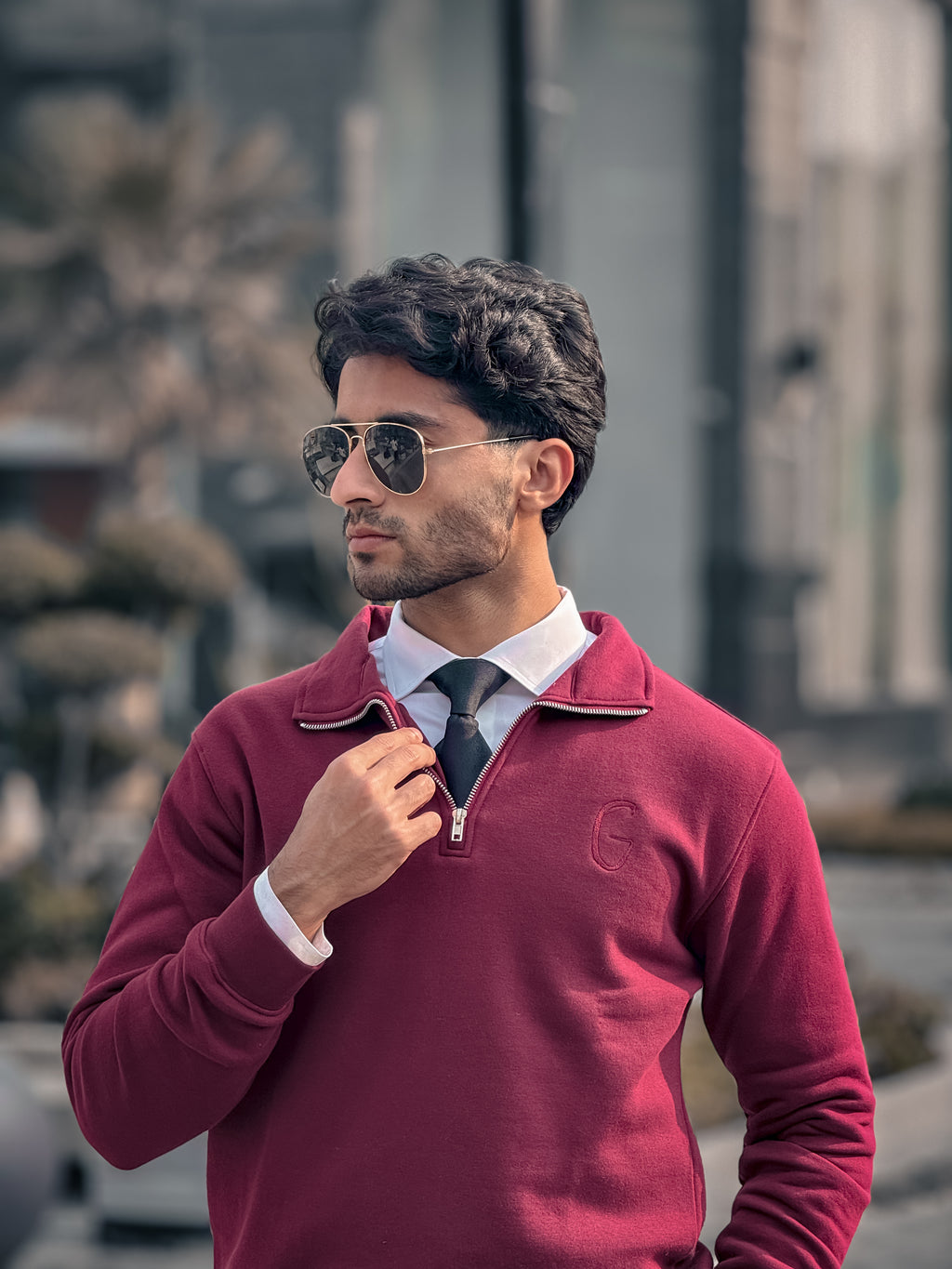 Grags Premium Zipper Sweatshirt Maroon