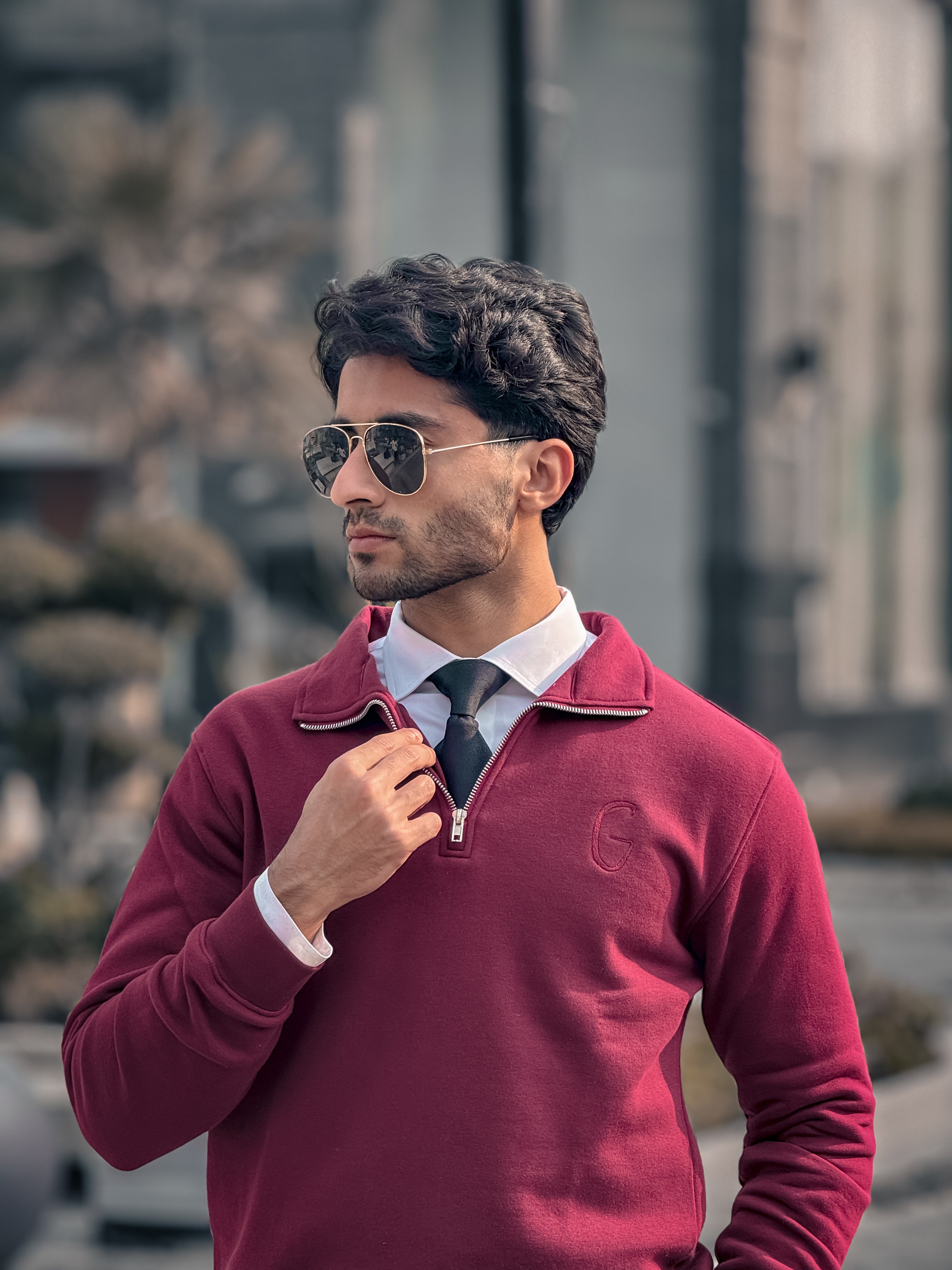 Grags Premium Zipper Sweatshirt Maroon