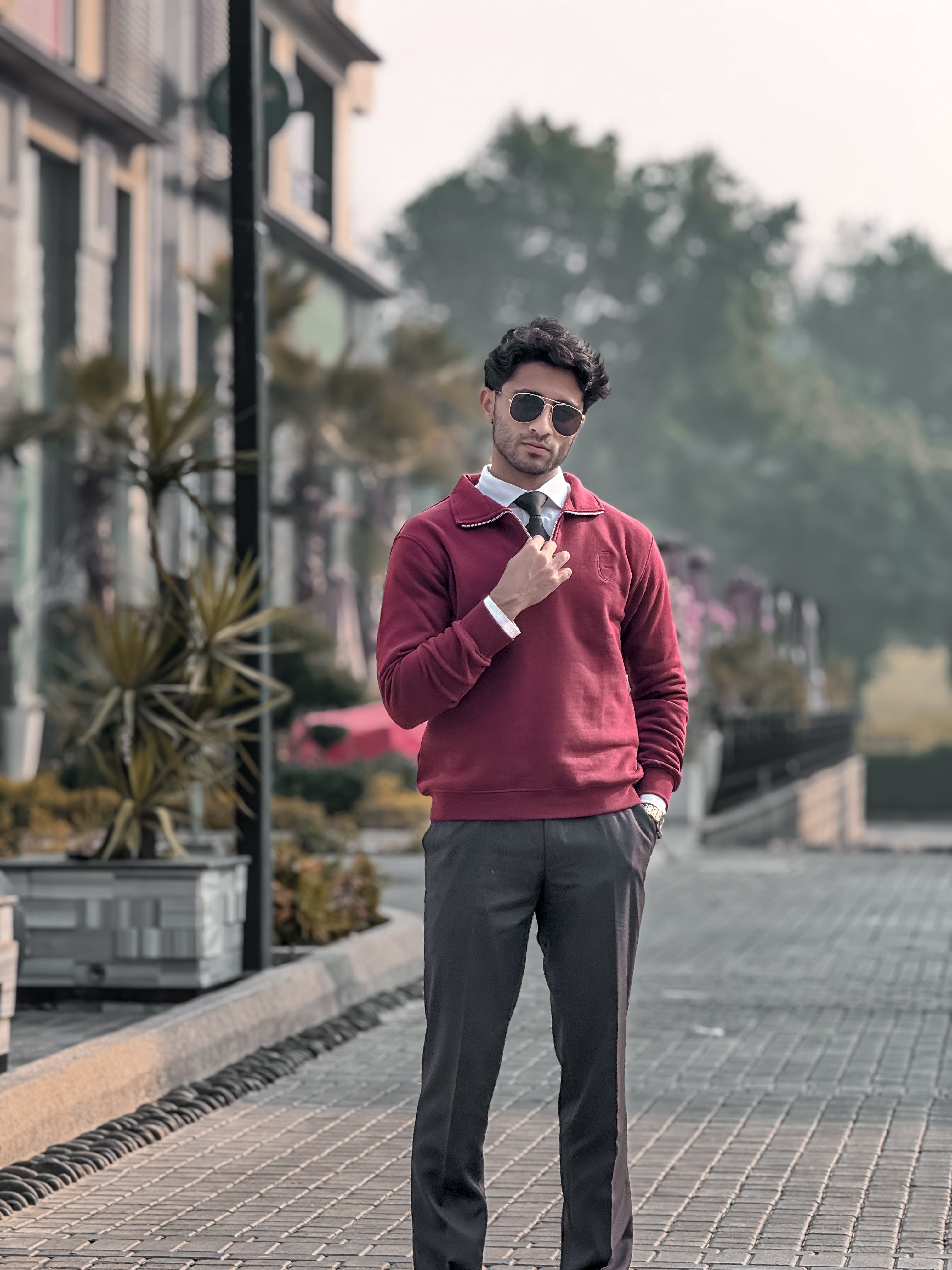 Grags Premium Zipper Sweatshirt Maroon