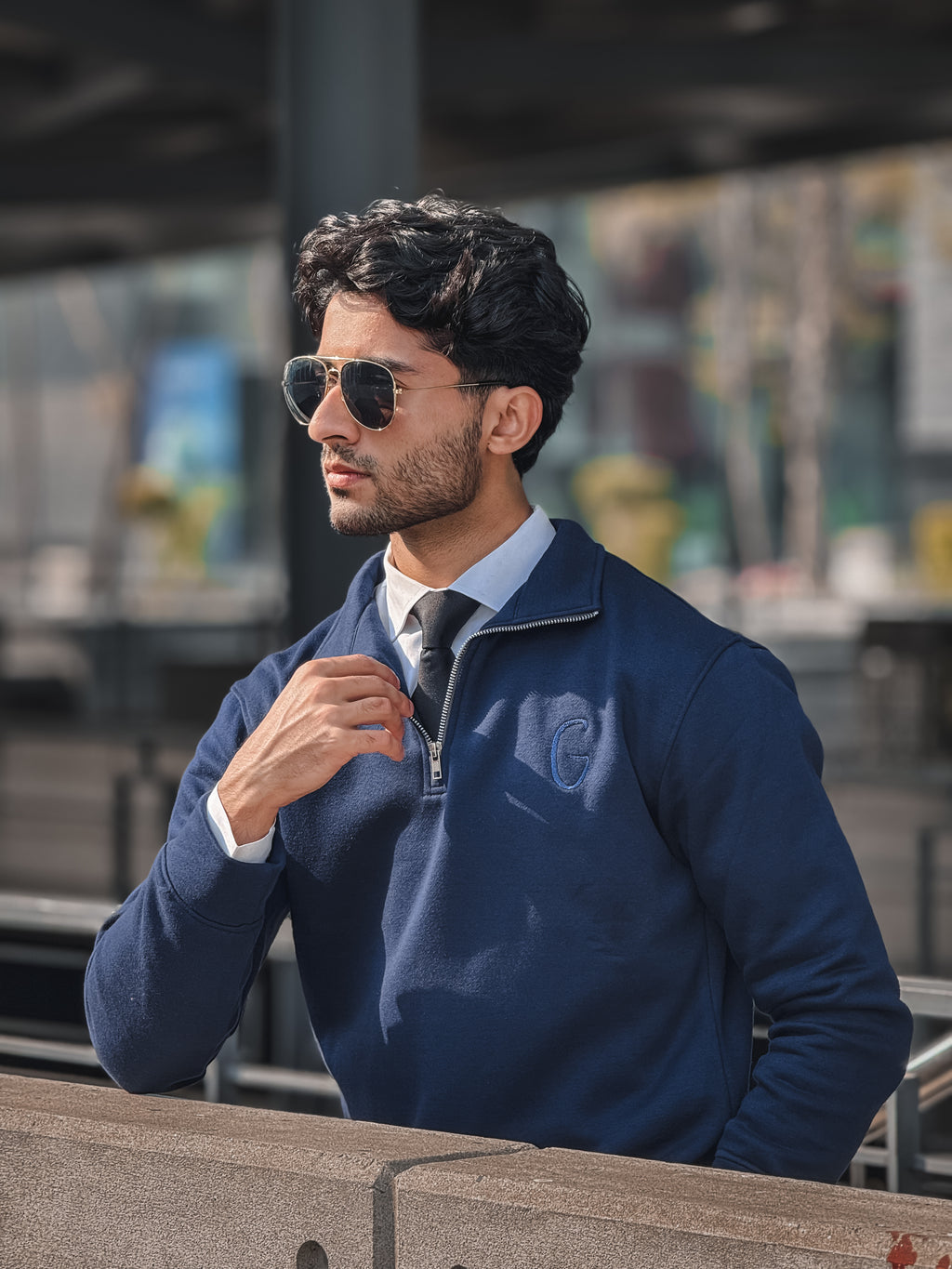 Grags Premium Zipper Sweatshirt Navy