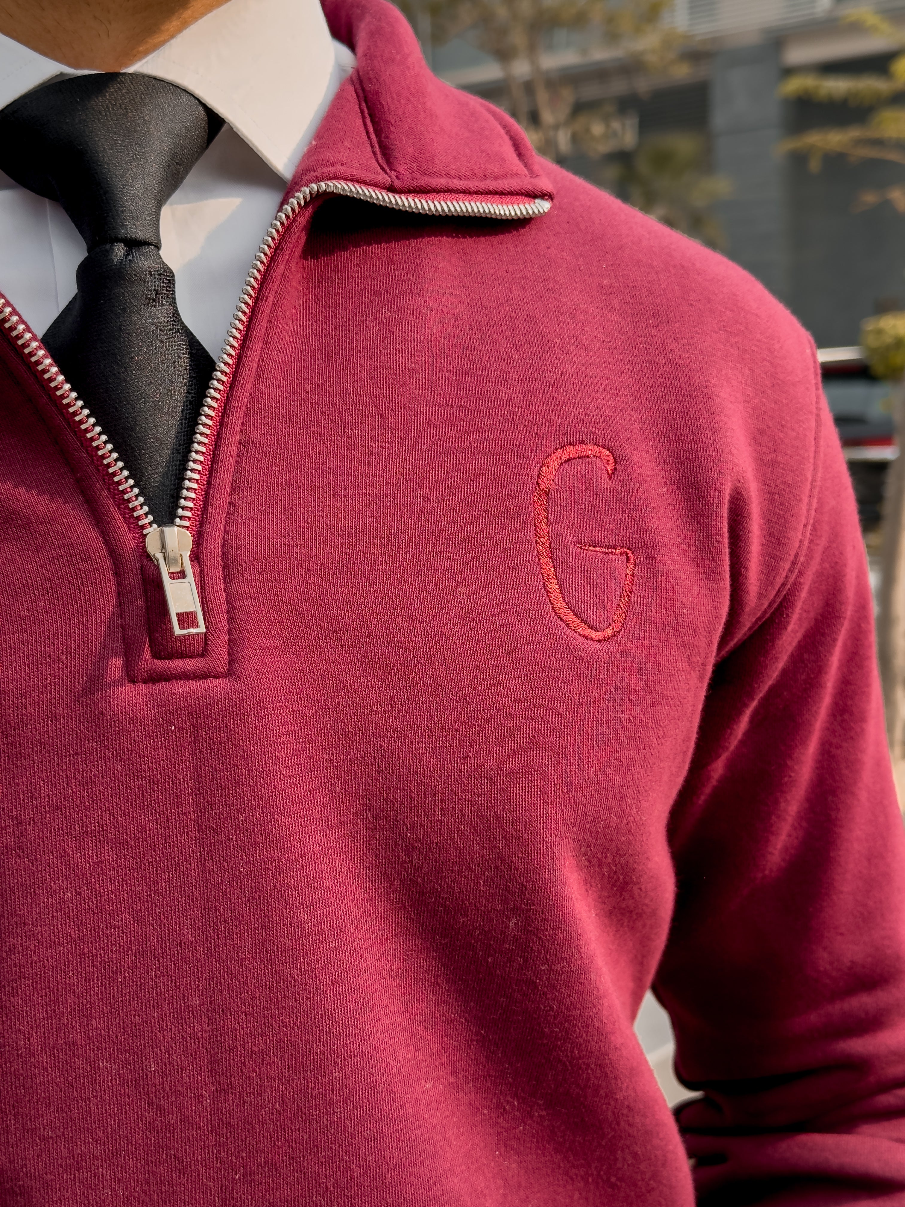 Grags Premium Zipper Sweatshirt Maroon