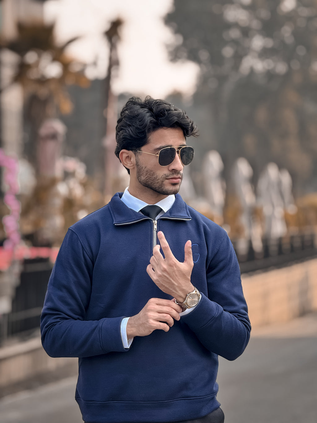 Grags Premium Zipper Sweatshirt Navy