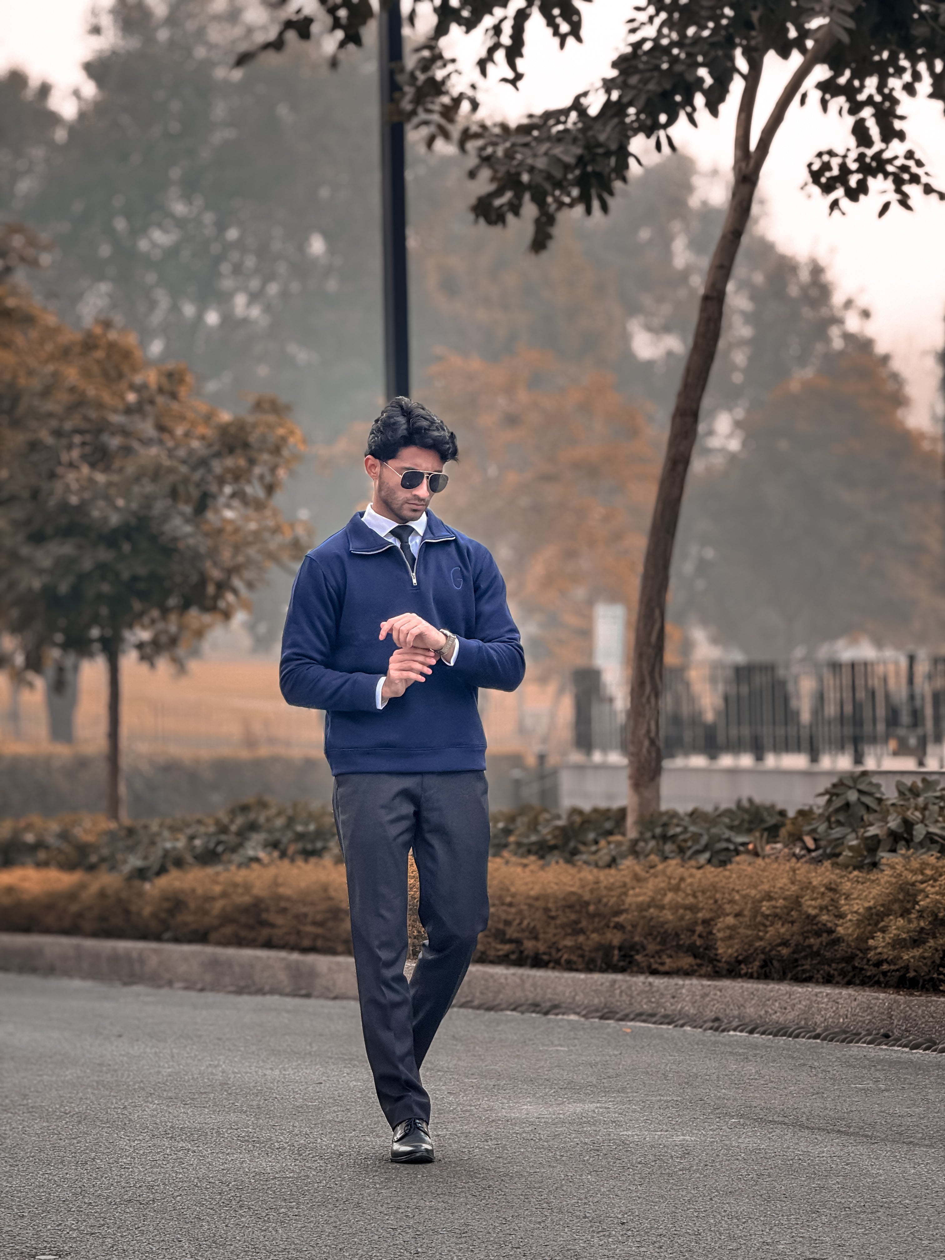 Grags Premium Zipper Sweatshirt Navy