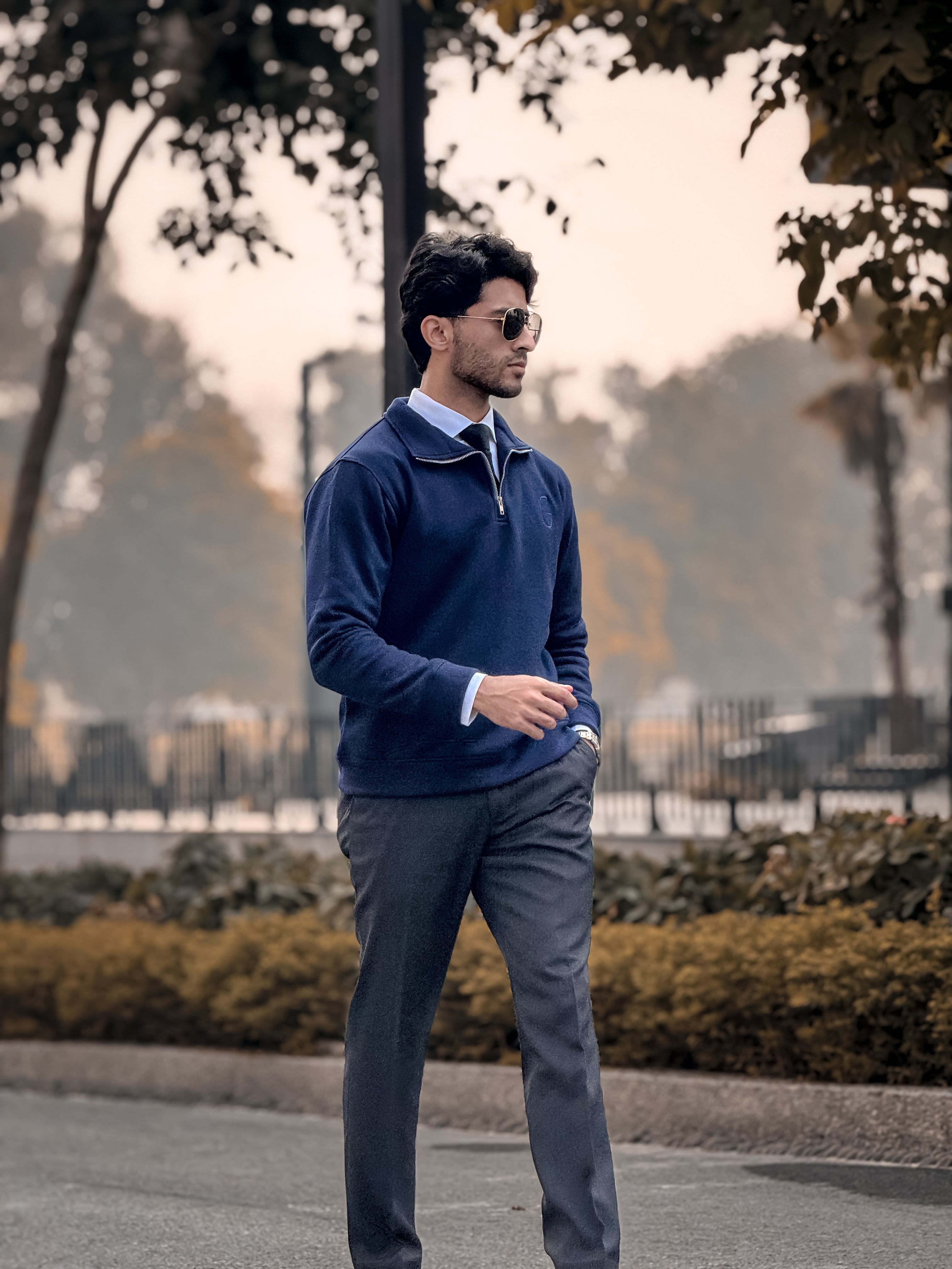 Grags Premium Zipper Sweatshirt Navy