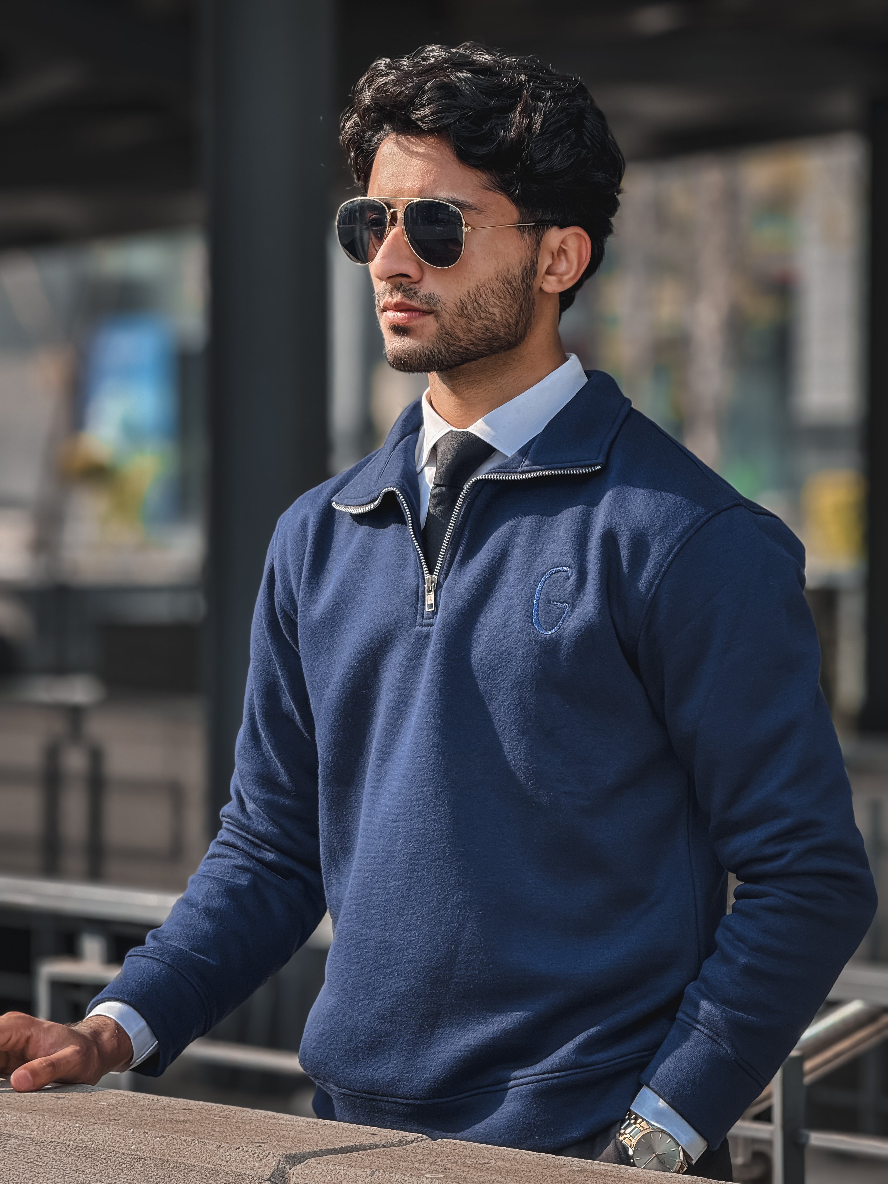 Grags Premium Zipper Sweatshirt Navy