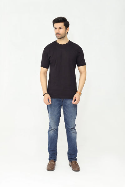 Drop Needle Knitted Tee | Earth Brown