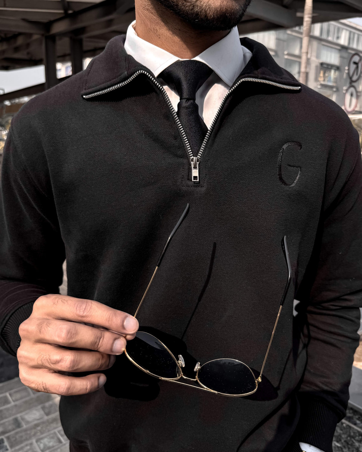 Signature Zipper Sweatshirt | Black