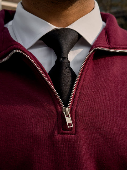 Signature Zipper Sweatshirt Royal Maroon - Front