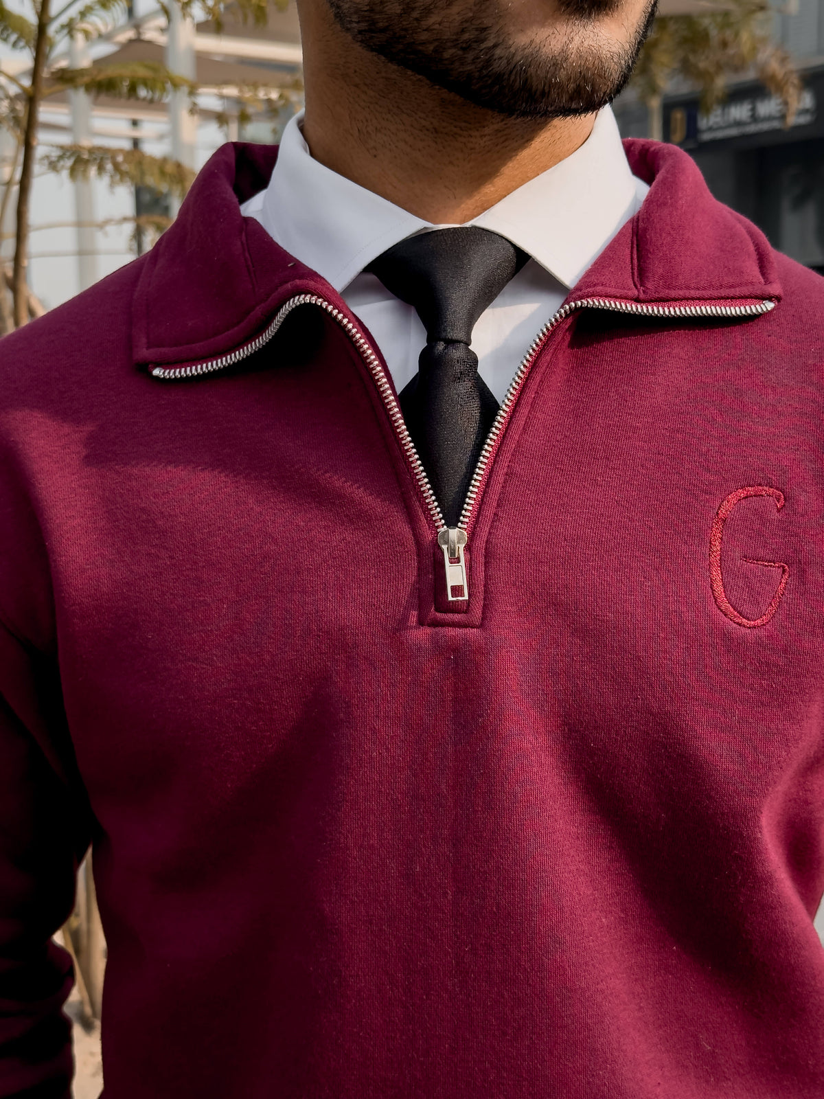 Signature Zipper Sweatshirt | Royal Maroon